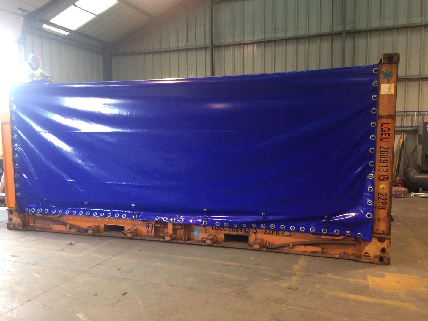 Containerzeil op maat, realisatie 3 door Dekzeilen Rubbens
